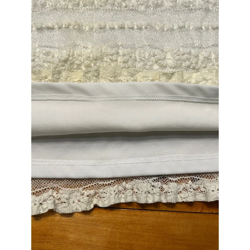 Ralph Lauren Romantic White Lace Spaghetti Strap Sheath Dress Pom Pom Detail - Picture 8 of 13